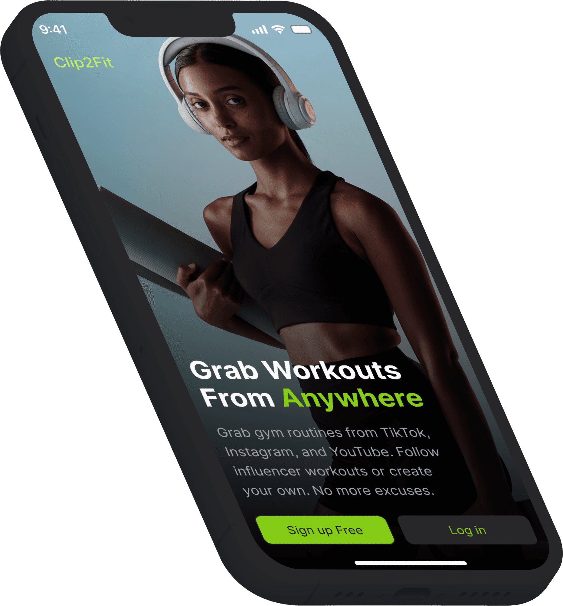 App main screen showing workout import from social media